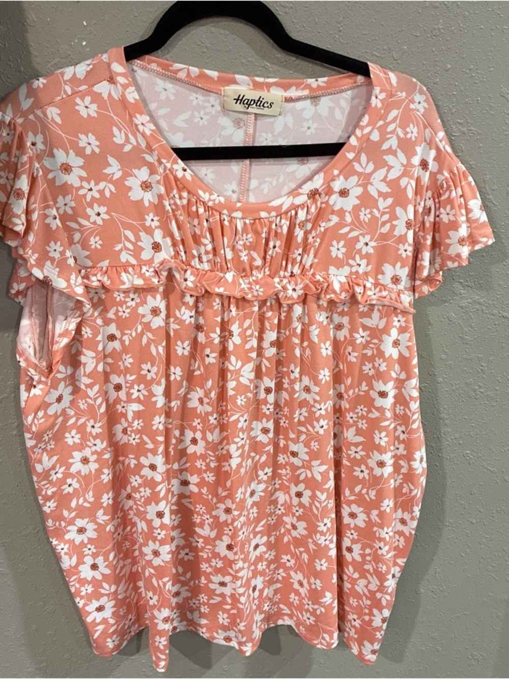 Harper Peach Floral Ruffle Short Sleeve Top